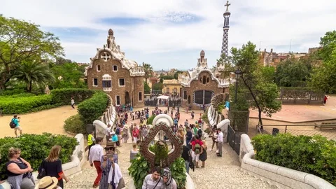 Barcelona Parc Guell , Spain Video stock 72797950