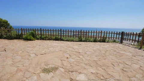 Barcelona port from viewing point, first person view Stock Footage 99260797
