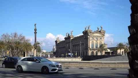 Barcelona Roundabout Stock Footage 86832366