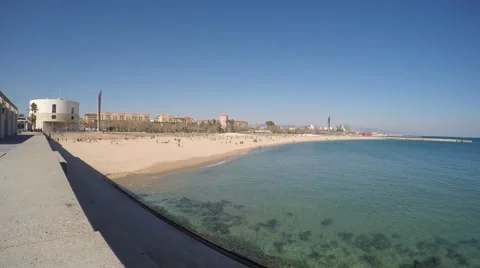 Barcelona Seaside Time Lapse Stock Footage