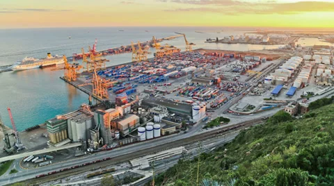 Barcelona Shipyard Time Lapse Stock Footage 31852668