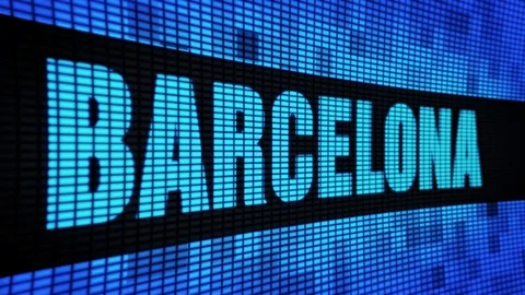 BARCELONA Side Text Scrolling LED Wall Pannel Display Sign Board Stock Footage 107245485