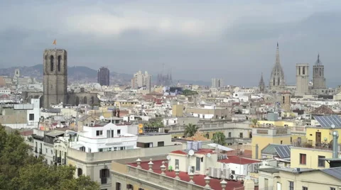 Barcelona skyline Stock Footage 63654204