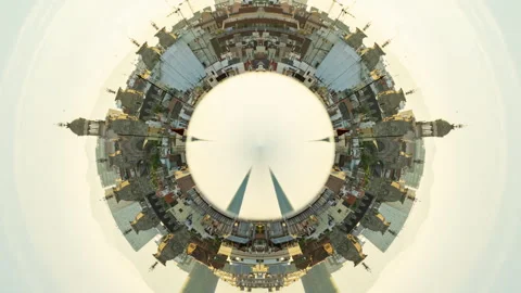 Barcelona skyline made into a unique circular pattern Stock Footage 280027129
