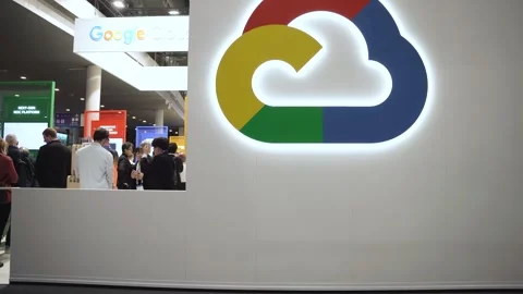 Barcelona, Spain - 02.03.2026: the Google Cloud logo is seen at the Mobile World 動画素材 330460875
