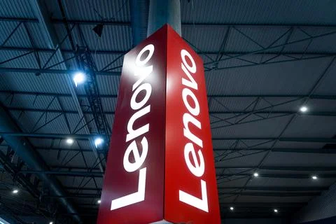 Barcelona, Spain - 02.03.206: the microchip and laptop maker Lenovo logo is seen Stock Photos