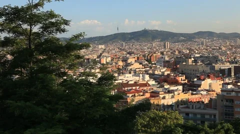 BARCELONA. SPAIN - 2013: Panoramic view of the city. Morning. Stock Footage 49071671
