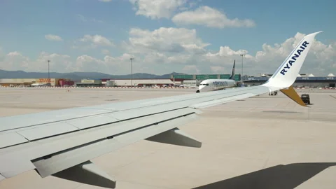 Barcelona, Spain - April 24 2023: Ryanair View from airplane Stock Footage 262652553