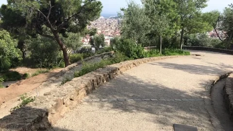 Barcelona, Spain, A dirt path next to a tree Stock Footage 133120426