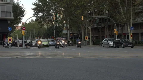 Barcelona Spain downtown traffic intersection 4K 085 Stock-Footage 44239512