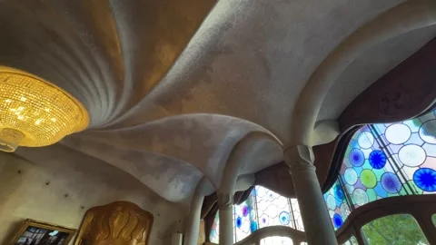 Barcelona, Spain, Inside Casa Batllo Building, Interior of City Landmark Stock-Footage 339247098
