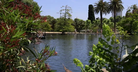Barcelona Spain Parc de la Ciutadella row boat lake 4K Stockbeeldmateriaal 276865682