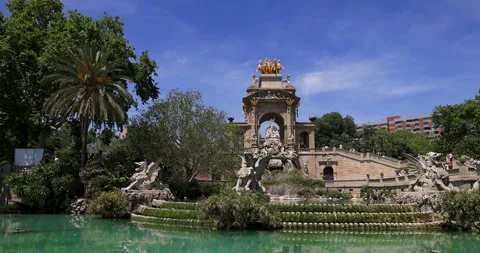 Barcelona Spain Parc de la Ciutadella fountain pan 4K Stockbeeldmateriaal 276866164