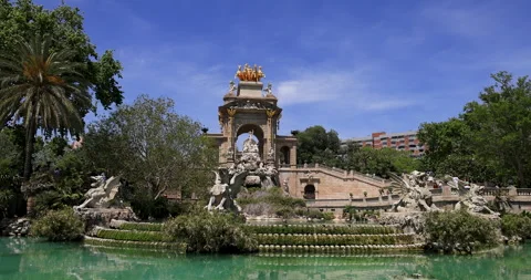 Barcelona Spain Parc de la Ciutadella fountain 4K Stockbeeldmateriaal 276866405