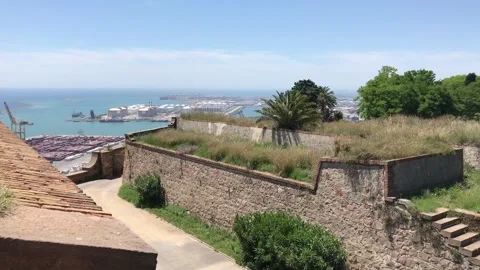 Barcelona, Spain. A stone path Stock Footage 133126001