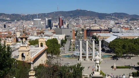 Barcelona square Stock Footage 93708980