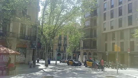 Barcelona Streets in Spring 3 Video stock 181048793