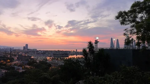 Barcelona at sunrise Video stock 94045475