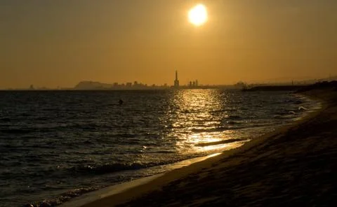 Barcelona at sunset Stock Photos