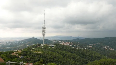 Barcelona Telecommunications Tower Stock Footage 99372455