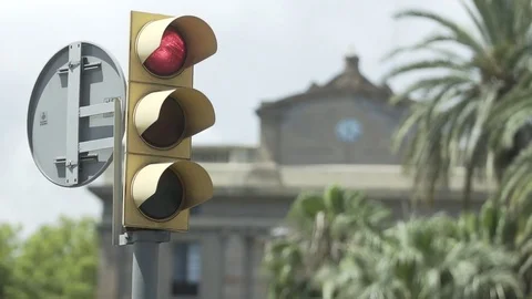 Barcelona Traffic Light Stock Footage 78100895