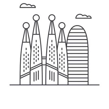 Barcelona vector line icon, sign, illustration on background, editable strokes Stock-Illustration