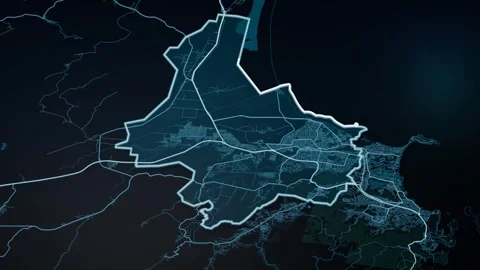 Barcelona Venezuela Glowing Digital Map Animation 4K Stock Footage 339780800