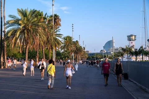 Barcelona's seafront promenade. Stock Photos