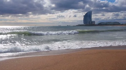 Barceloneta Beach in Barcelona Stock Footage 40392325