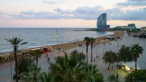 Barceloneta Beach Timelapse Stock Footage 126791779
