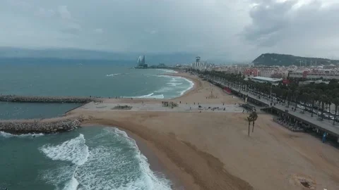 Barcelonetta Beach in December. Stock Footage 150703253