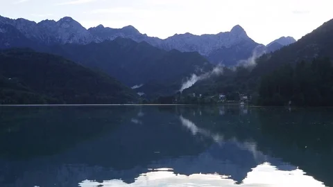 Barcis lake at sunset, dark mood Stock Footage 78010328