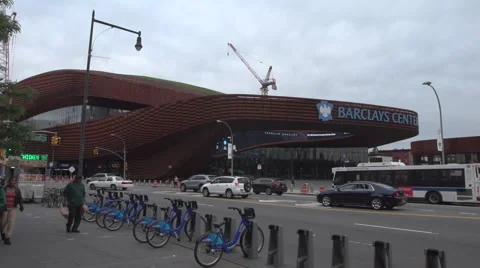 Barclays Center Pan Right Daytime EXT Wide Shot Stock Footage 51663123