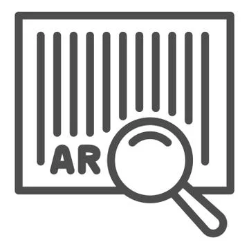 Barcode and magnifier line icon, logistic and delivery symbol, identification Stock Illustration