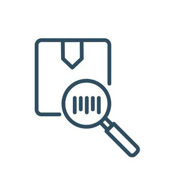 Barcode and QR code on box line icon Stock Illustration