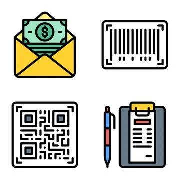 Barcode and QR code icon Payment related vector Stock-Illustration