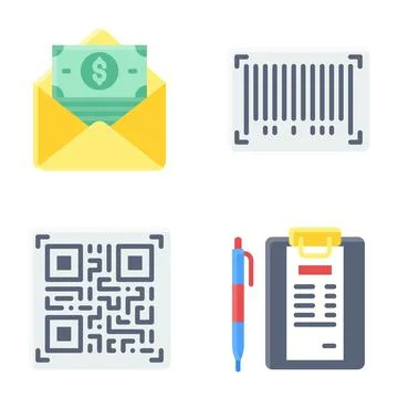 Barcode and QR code icon Payment related vector 库存插图