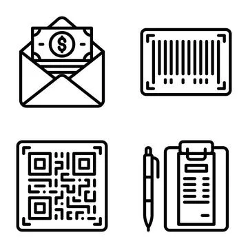 Barcode and QR code icon Payment related vector 스톡 일러스트