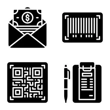 Barcode and QR code icon Payment related vector Stockillustratie