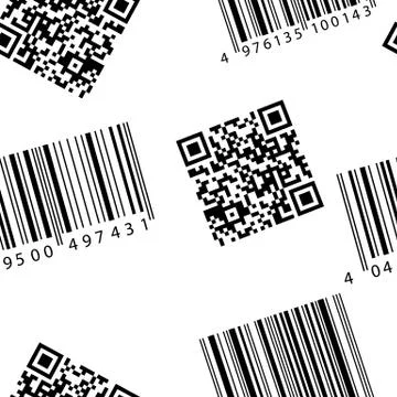 Barcode and qr-code. seamless vector wallpaper. Illustrazione stock