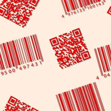 Barcode and qr-code. seamless vector wallpaper. Illustrazione stock