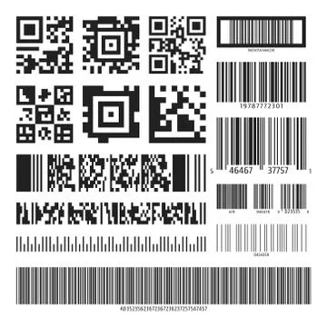 Barcode and QR code set Stock Illustration