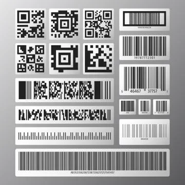 Barcode and QR code set Stock Illustration