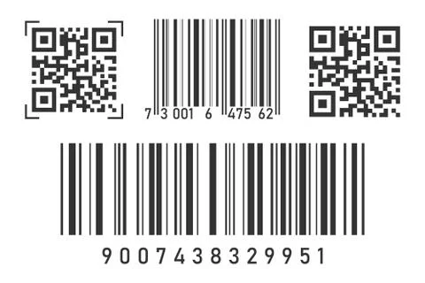 Barcode and qr code set. Realistic design. Vector Illustrazione stock