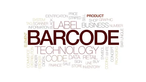 Barcode animated word cloud, text design animation. Kinetic typography. Stock Footage 76349300
