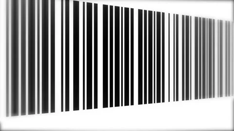 Barcode Animation Sideway with Bokeh on White Background and Green Screen Stock Footage 154718093