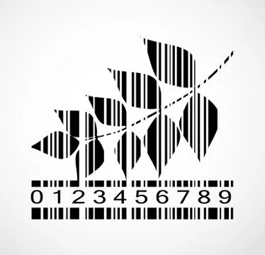 Barcode Autumn Leaf  Image Vector Illustration Illustrazione stock