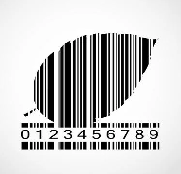 Barcode Autumn Leaf  Image Vector Illustration Illustrazione stock