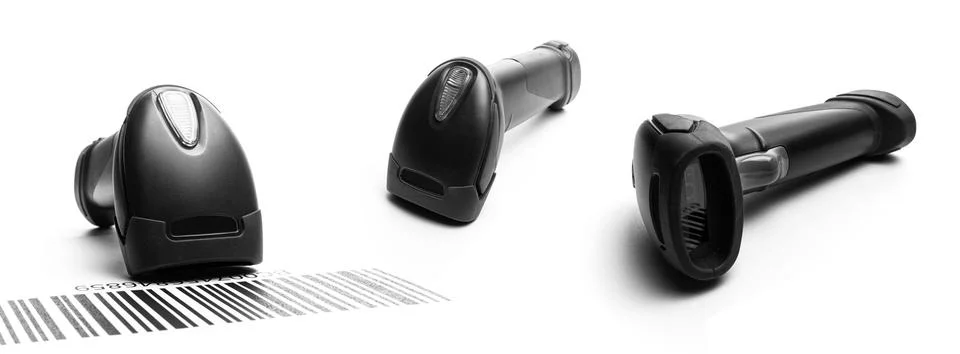 Barcode background collection. Reader laser scanner for warehouse. Retail label Foto stock