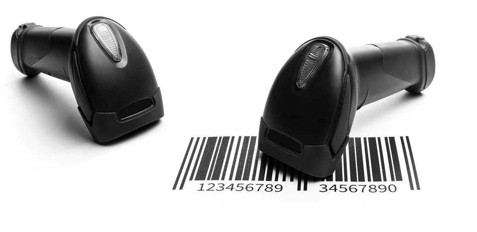 Barcode background collection. Reader laser scanner for warehouse. Retail label Stock-Fotos